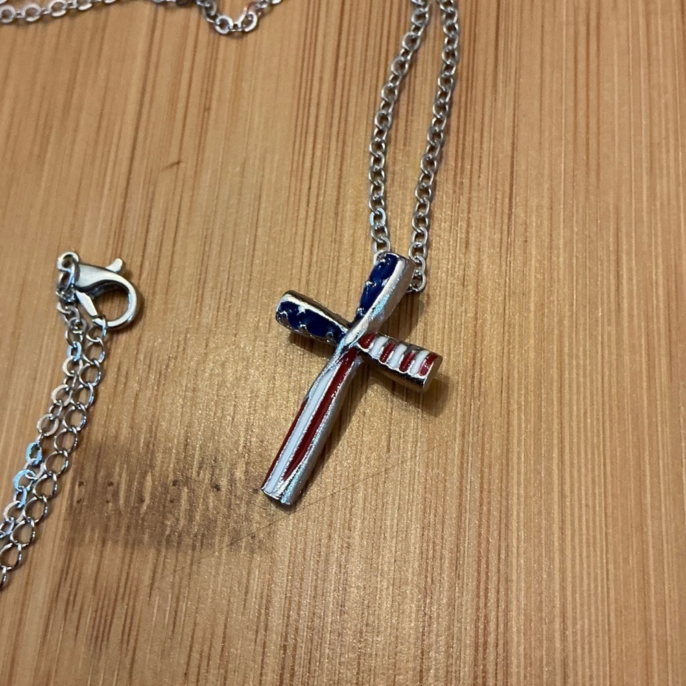 Cross Necklace 21” Red, White and Blue. NWOT - Picture 2 of 2